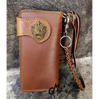 ราคา กระเป๋าสตางค์หนังแท้ หนังวัวแท้ ผู้ชาย ใบยาว วินเทจ รุ่นNewhand (5205464937)