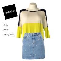 ราคา Forever21 เสื้อคอปาดทรงไหล่ตกแขนสามส่วน หลากสี ผ้านิ่ม (3402332133)