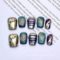 ราคา [TF-New Short Square]✨เกราะสวมแฮนด์เมดบริสุทธิ์✨[ชุดฟรี] แพทช์เล็บแฮนด์เมดบริสุทธิ์สามมิติหยิกรูปร่างเครื่องประดับโลหะฤดูใบไม้ร่วงกางเกง อิน สไตล์แสงหรูหราแฮนด์เมดเล็บแพทช์เล็บแพทช์เล็บเล็บป แผ่นแปะเล