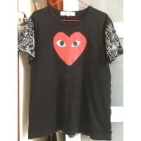 ราคา เสื้อยืดคอกลมสีดำ Play Comme des Garcon แท้ (27280531721)
