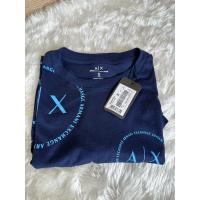 ราคา เสื้อยืดคอกลมสีกรมArmaniExchageสกีนสีฟ้าด้านหน้าของแท้❗️ป้ายห้อยSize:Sอก38ยาว26นิ้ว (19384689530)