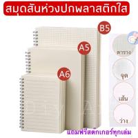 ราคา สมุดโน๊ตสันห่วง ปกใส A6 A5 B5 เส้นกริด มีเส้น ไม่มีเส้น เส้นกราฟ เส้น กริด ตาราง ลายจุด สมุดโน้ต สมุดตาราง 70แผ่น (12529897130)