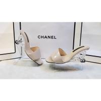 ราคา รองเท้าส้นแก้วแบบสวม สีครีม หนังPU ส้นทรงเตารีดเป็นรูปหัวใจ (6517003252)