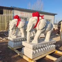 ราคา หินวิลล่าหินอ่อนช้างทับทิมคู่ Sunset หินธรรมชาติแกะสลัก Doorway หยกสีขาวช้างโรงงาน Courtyard Elephant BYZB (54301960202)