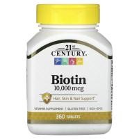 ราคา 21st Century - Biotin 10000 mcg (360 Tablets) ไบโอติน (24233739593)