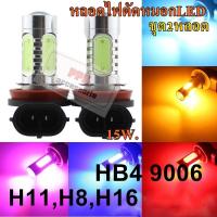 ราคา #หลอดไฟตัดหมอก ไฟตัดหมอก หลอดไฟรถยนต์LEDขั้วH8,H11,H16และขั้วHB4 (7.5)wแสงขาว.6000k/แสงไอซ์บลู/แสงเหลือง (841351504)
