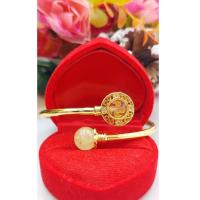 ราคา กำไลข้อมือมงคลหุ้มทองคำแท้ กังหัน หินไหมทอง ขนาดฟรีไซส์ ฝังเพชร cz แท้ (16126892109)