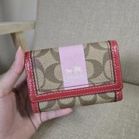 ราคา Coach แท้ กระเป๋าตังใบสั้น สีชมพู หนังแคนวาส สวยค่ะ (26779862857)