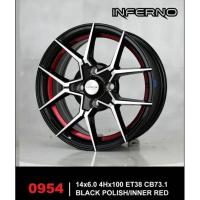 ราคา ล้อแม็ก ขอบ 14 ล้อ INFERNO ขอบ14" สีดำ ขอบแดง กว้าง6" 4รู×100 ET38 (ราคา/4วง) ล้อใหม่ รหัส0954 (25784963289)