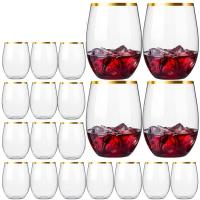 ราคา 20 PCS Disposable Stemless Wine Glasses Plastic Wine Cups Whiskey Cocktail Glasses Clear Drinking Glasses For Party (26363965276)