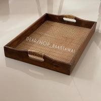ราคา ถาดไม้ ถาดเสิร์ฟ เสื่อสาน สำหรับใช้เสิร์ฟอาหาร ขนาด กว้าง 14 x ยาว 20 x สูง 2.5 นิ้ว (18090750816)