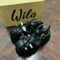 ราคา รองเท้าส้นตึก สายสาน สีดำ พื้นสูง 2.4 นิ้ว size 39/24.5 (24639089574)