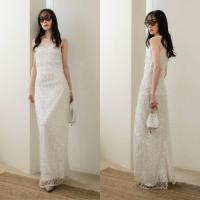 ราคา พร้อมส่ง 7119-1 Maxi แขนกุดซีทรูช่วงบน แต่งกลิตเตอร์ตารางงานป้าย Vshopbrand (26983143673)
