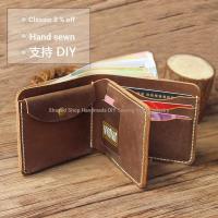 ราคา Hand-Made Crazy Horse กระเป๋าสตางค์หนัง DIY เย็บของแท้หนังกระเป๋าสตางค์สั้น DIY Retro หนังม้าบ้าสั้นกระเป๋าสตางค์ผู้ชาย HAND-Sewn กระเป๋าสตางค์ทําด้วยมือ DIY วัสดุ Retro Time ของแท้หนังมัลติฟังก์ชั่น