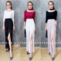 ราคา กางเกงเอวสูง ผ่าหน้า ผ้าชีฟอง สีฟ้าอมเทา (4130724578)