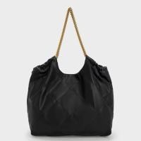 ราคา กระเป๋า Charles & Keith รุ่น : Bethel Chain Handle tote bag สีดำ ของแท้ (28541363833)