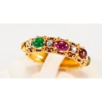 ราคา (R132 ชื่อแบบ "มะลุลี") : แหวนทองคำขึ้นมือทรงพิรอดประดับพลอยนพเก้าแท้ตรงตามตำราโบราณ (6744111267)