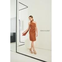 ราคา เดรสสั้นออกงาน แบรน์ DDen เดรสสั้นมือสองสีเปเปอร์เขียวมิ้นสีเดียว (23862393280)