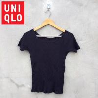 ราคา เสื้อยืด สีกรมท่า ผ้าร่อง uniqlo (12646999836)
