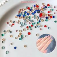 ราคา แอลดี| 100PCS Sparkle แบนกลับรอบเพชรผสมสีเรซิ่นเล็บ Rhinestones ตกแต่งเล็บเครื่องมือใหม่ (44600343638)