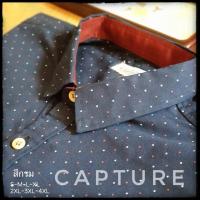 ราคา เสื้อเชิ้ตแขนสั้น คอปก ผ้า Oxford ลายจุดสองสี สีกรม มีไซส์ S-4XL (6461264391)