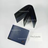 ราคา Guy Laroche แท้!!! กระเป๋าสตางค์ผู้ชายพับสั้น มีลิ้นกลาง สีกรมท่า หนังลาย ขอบหนังเรียบสีดำ โลโก้รมดำ (22482009213)