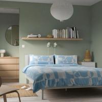 ราคา BRUKSVARA บรุคส์วอร่า ชุดเครื่องนอน 4 ชิ้น, ฟ้าอ่อน/ลายเรขาคณิต, 200x200 ซม. (27804063228)