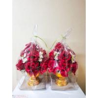 ราคา พานพุ่มใหญ่ พานดอกไม้ ดอกไม้ประดิษฐ์ โทนสีแดง1คู่ (2พาน) (40019206625)