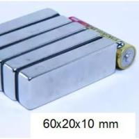 ราคา แม่เหล็กแรงสูง Magnet Neodymium รูปสี่เหลี่ยม ขนาด 60x20x10mm จำนวน1ชิ้น (2334629190)