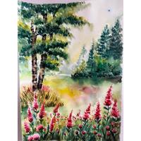 ราคา ภาพวาดวิวธรรมชาติ ภาพวาดสีน้ำ ขนาด A3/29.7x42cm กระดาษร้อยปอนด์ นำไปใส่กรอบ ตกแต่งให้สวยงาม (54051025967)