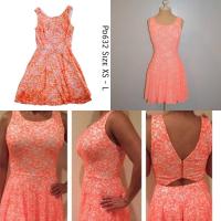 ราคา PD632 Guess Dress สําหรับผู้หญิงผู้ใหญ่ลูกไม้สีส้ม (43171001785)