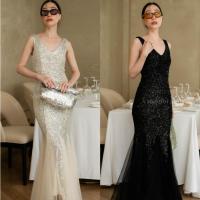 ราคา พร้อมส่ง ชุดออกงาน Maxi เดรสแขนกุดกลิตเตอร์ชายฟรุ้งฟริ้ง งานป้าย vshopbrand (26063167251)