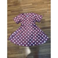 ราคา ชุดเดรสคนอ้วน ผ้าลื่นมัน เอวยางยืด ด้านหลังเป็นเอวยางยืด ทรงกระโปรงบานพริ้ว ชมพูลายจุด เสื้อผ้ามือสอง เดรสมือสอง (19695517851)