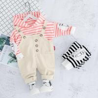 ราคา ชุดเซท 2 ชิ้น เสื้อฮู้ดลายทางแขนยาว+เอี้ยมสีครีม (7518606865)