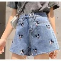 ราคา กางเกงยีนส์ขาสั้น ลายปักมิกกี้เม้าส์ (26005438497)