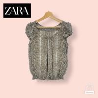 ราคา เสื้อ ZARA ผ้าชีฟองเนื้อดี ไซด์ - XS อก 38-40 ยาว 23 นิ้ว เสื้อทรงสวยน่ารักมาก ลายงูสวย แขนสวย ผ้าดีทิ้งตัวสวย (21687370291)