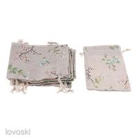 ราคา 12 ชิ้นธรรมชาติ Burlap กระเป๋า Jute Drawstring ถุงของขวัญผ้าฝ้ายผ้าลินินแต่งหน้า (3150607917)