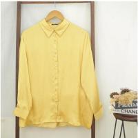 ราคา KEMEJA Dot เสื้อเชิ้ตผ้าซาตินแขนยาวสีทอง (42102696358)