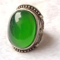 ราคา ผู้ชายคอลเลกชันโบราณเก่า หยก เก่าเงินอวยพรด้านหน้าตามรกตแหวนใบหน้าเงินเปิดแหวนเงินบริสุทธิ์ประแจนิ้ว11.7 (54100988357)