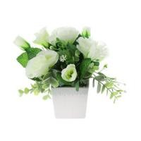 ราคา FREE HOME ต้นไม้ประดิษฐ์ กระถางดอกกุหลาบประดิษฐ์ ฟ้าและดอกไม้ 20ซม. สีขาว (8733445321)