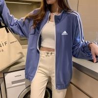 ราคา Adidasใหม่ Zip Stand Collar ผู้หญิงแขนยาวหลวมเสื้อกีฬาคาร์ดิแกน(ฟรีไซส์!อ้วนหรือผอมก็ใส่ได้) (19392136813)