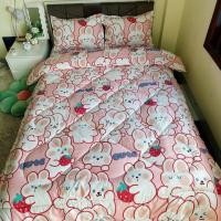 ราคา โพลี ฝ้าย ชุดเครื่องนอน 3 ชิ้น ปลอกที่นอน 2–10ซม ลายสวยๆมากมาย ลายกระต่ายสีชมพู (43317102984)