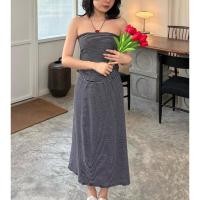 ราคา ชุดเซตมือสอง เกาะอก+กระโปรงยาวลายขวาง ชุดเซตขาวดำ (26178973545)