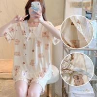 ราคา ชุดสองชิ้นแบบบาง ชุดคลุมท้องแขนสั้น ชุดนอนให้นมบุตรหลังคลอด ชุดอยู่บ้านให้นมแม่ เสื้อผ้าให้นมบุตร (22746960924)