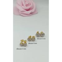 ราคา ต่างหูเพชรล้อม / เพชรสวิส Cz เงินแท้ 925 ชุบทอง (27287518520)