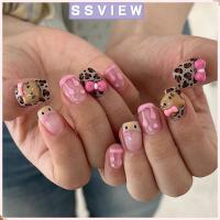 ราคา STILLSAVIEW 24 ชิ้น Hello Kitty กดบนเล็บ, ดอกไม้รูปไข่สั้น Bowknots เล็บปลอม, Kawaii Japeinese การ์ตูนแมวเล็บปลอมเคล็ดลับผู้หญิง (45451960818)