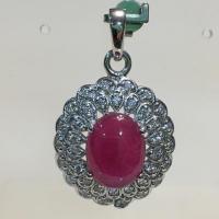 ราคา จี้ทับทิมแท้ ล้อมเพชร 2 ชั้น เงินแท้ 925 (PR009) (7222449571)