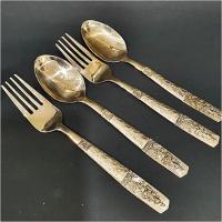 ราคา ช้อนส้อม 10 คู่ เทพพนม รุ่นพิเศษ ทองเหลืองลงหินตอกลาย สมคุณค่าไทย (16605340926)