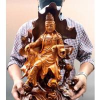 ราคา กวนอิม เจ้าแม่กวนอิม นั่งใบบ้ว สีไม้ พระโพธิสัตว์กวนอิม สูง18นิ้ว (16677843093)