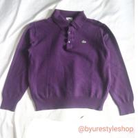 ราคา UNGU LACOSTE เสื้อครอป Knit Long Shirt Polo เสื้อไหมพรมสีม่วง (25328290289)